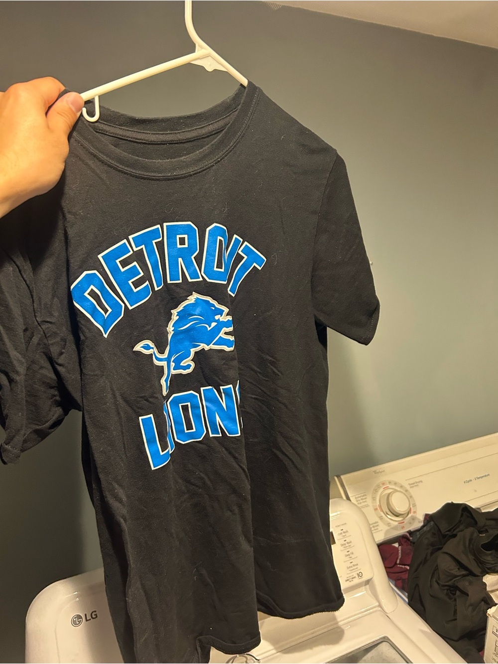 Team Apparel Black Short Sleeve Tee with Blue Detroit Lions Graphics